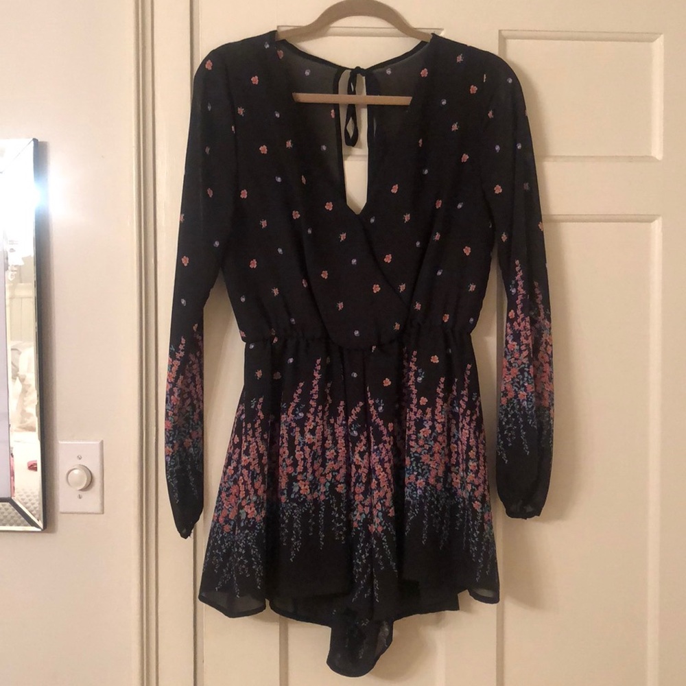 Floral long sleeve romper